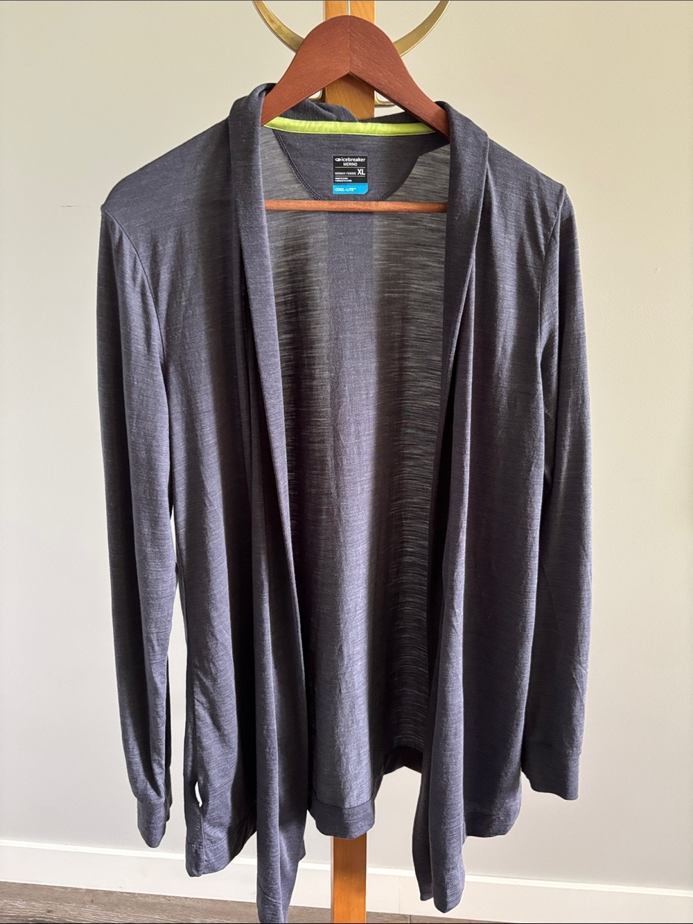 Icebreaker Merino Cool-Lite Sphere Open Wrap Cardigan Heathered Charcoal XL